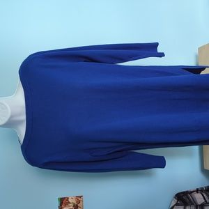 Cable and gauge 1/4 Length Sleeves Blue Blouse Size Large